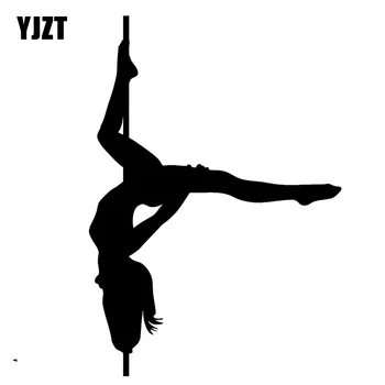 YJZT 8.9CMX12.7CM Seksikas Tüdruk Pole Dance Striptiis Vinüül Auto Kleebis Must/Hõbe 8A-0247
