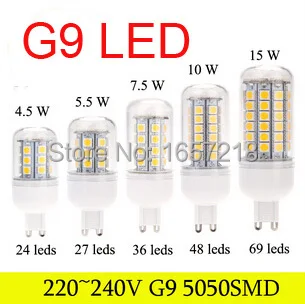 G9 Mais Valgus 4.5 W 5W 7W 10W 15W LED Pirnid kuni 220V 240V Led Lamp 5050SDM Valge Soe Valge LED Tuled 1tk/Palju
