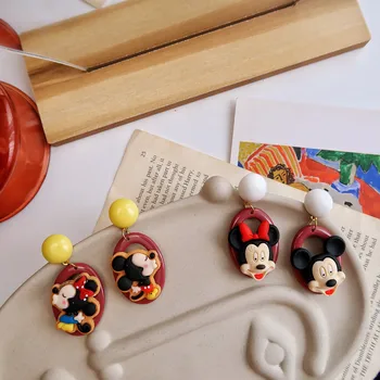 Disney Miki Hiir Vaik Kõrvarõngad Kawaii Mood Ehteid Minnie Värvikas Ovaalsed Kõrvarõngad Disney Ehted Tüdruk Tarvikud Kingitused