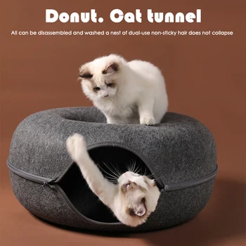 Four seasons saadaval kassi pesa ringi villane vilt pet kahesuguse kasutusega kassi pesa (Tunneli interaktiivne koolitus mänguasi Hall tundis kassi pesa