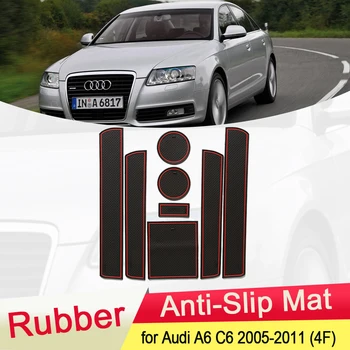 Audi A6 C6 4F 2005 2006 2007 2008 2009 2010 2011 Kummist Anti-slip Matt Ukse Groove Cup Telefon Pad Värava Pesa Lisaseadmete S-Line