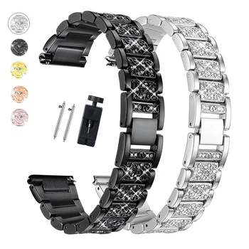 20mm 22mm Diamond Rihm Samsung Galaxy Watch4 40 42mm Naiste metallist Käevõru Huawei vaata 3 pro Roostevabast terasest Watch Band