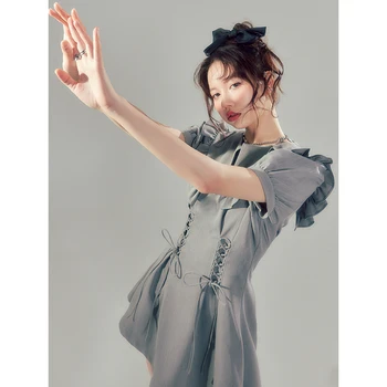 Kawaii Y2K Naiste Kleit Puhvis Varrukad Casual Poole Vintage Haldjas Printsess Kõrge Kvaliteediga Uus korea Fashion Slim Tüdrukud Mini Kleidid