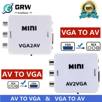 GRWIBEOU Mini HD AV2VGA Video Converter Converter 3,5 mm Audio AV-VGA Konverter Conversor PC to TV HD Arvuti TV
