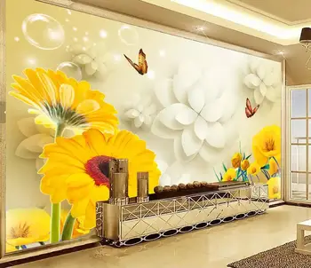 Beibehang Kohandatud taustpildi sun flower liblikas 3D TV taust seina kodu kaunistamiseks 3d-elutuba, magamistuba seinamaaling 3d tapeet