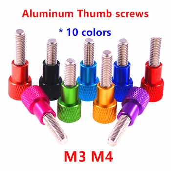 10tk/ 5tk Alumiinium Thumb Screw M3 M4 Alumiiniumist võru abil pea Roostevabast terasest Käsi Pinguta Pöidla kruvid, anodeeritud 10 värvi