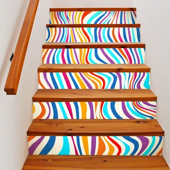 Värvikas 6TK Muster PVC Trepp, Kleebised Kleebised DIY Lapsed Armastavad Eemaldatav Veekindel Trepp Vinüül Kleebised Home Decor Decal