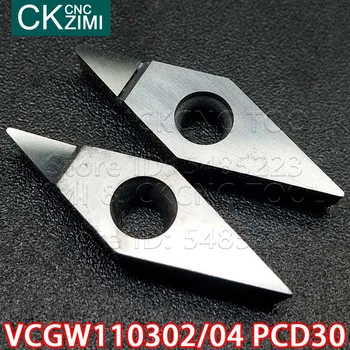 VCGT VCGW110302 PCD30 VCGW110304 PCD30 PCD teemant Sisesta CNC Välise toite Sisestada omanik treipingi vahend VCGW vask-alumiinium