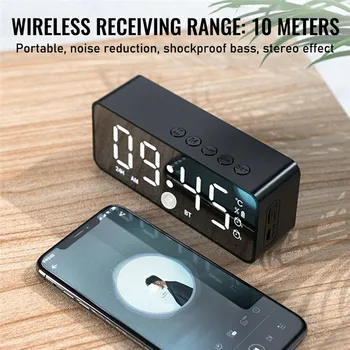 Poratable LED Peegel Digitaalne Äratuskell Juhtmevaba Bluetooth Kõlar MP3 FM-Raadio Töölauale Kella Tabel Decor