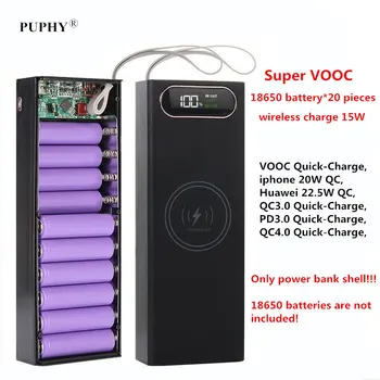 Ultra-suur võimsus power bank Shell 5V 9V 12V 5A USB QC4.0 PD 22.55 W Super-Tasuta VOOC Traadita Laadida 18650 Li-ion Aku DIY