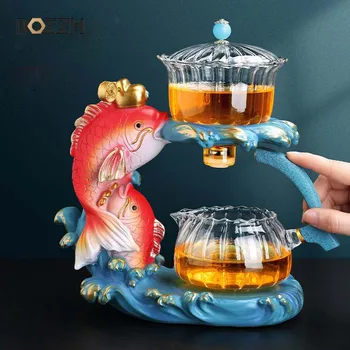 BOZZH Uute tulijate Loominguline Kala Magnet Klaasist Teekann Laisk Automaatne Tee, Tehes Majapidamis-Pu ' er Oolong Tee Set Infuser Joomine