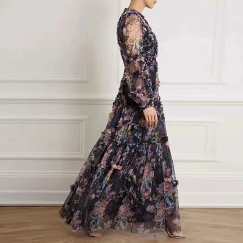 2021 uus naiste disainer kleidid 3D lill naiste ilu kleit elegantne naiste raja peokleidid