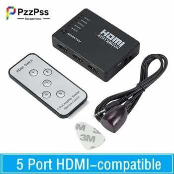 5-Port HDMI-ühilduvate Lüliti 1080p Valija Splitter keskus Koos IR pult HD-DVD BOX HDMI Switcher 5 In 1 Out