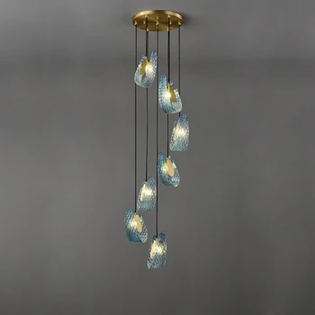 LED Sinine Kuninganna Kristall Klaas Peatamise Valgusti Lampen Laes Lühter Valgustus Lamparas De Techo Läige Jaoks Trepikoda