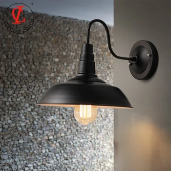 Retro Tööstus-Seina Lamp Loft Vintage Must Rauast Seina Sconce Trepp põhjal Võistluskalendri Kodus Koridori välisvalgustuse 220V 110V