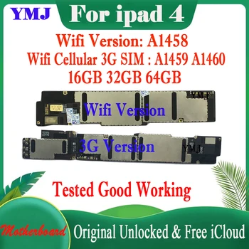 IPad 4 Originaal Lukustamata Emaplaadi Koos IOS Süsteem Vaba iCloud Loogika juhatuse A1458 A1459 A1460 NR-ID Konto Plaat 16GB, 32GB