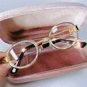 Vintage Väike Ümmargune Teemant Päikeseprillid Naistele Brändi Disainer Mood Steampunk Värvikas Rhinestone Tooni UV400 Oculos