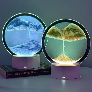 Ümmargune Klaasist 3D süvamere Sandscape Liikuv Liiv Kunst Pildi Resolutsiooni Ekraan Voolav Liiv Raami Liiva Maali Home Decor Kingitused