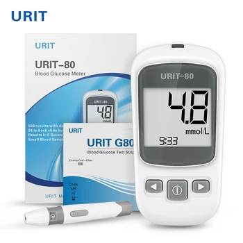 U80 glükomeetri 50/100tk testribasid Lancets Glucometer Komplekt Diabeetikute veresuhkru Monitor Meditsiini Diabeet Tester