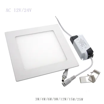 AC 12V/24V Ultra õhuke disain 3W -25w LED lakke süvistatavad grid allvalgusti / slim ruutu paneeli valgus tasuta kohaletoimetamine+Juht