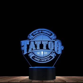 Isikustatud Teie Riigis Oma Tattoo Salong Nimi 3D Optical Illusion Kerge Custom Tattoo Kunsti Äri Decor Märk Tabel Lamp