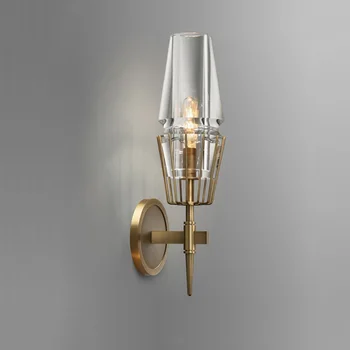 Kaasaegne Klaasist Seina Lamp Üksik Juht / Kahe Peaga Seina Lamp Luxury Gold-Plated Lihtne Isiksuse Veranda, Elutuba Öö Lamp