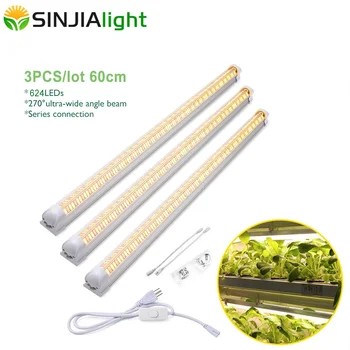3tk/palju LED Grow Light 60cm Integreeritud Toru 624 Led Riba Täieliku Spektri Taim Phytolamp jaoks hydroponics seemikud vegs kasvuhoone