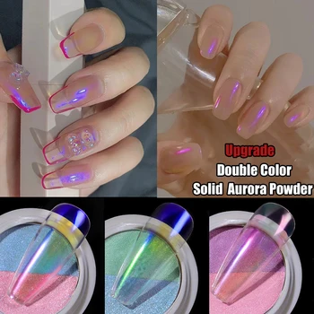 Topelt Värvi Tahke Aurora Küünte Pulbrid Läbipaistev Holograafiline Neon Küünelakid Särab Kameeleon Pulber Tolmu Chrome ' I Nail Art Pigmendid