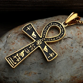 Vana-Egiptuse Mood Ankh Rist Kaelakee Meeste Roostevabast Terasest Kulla Värvi/ Hõbedane Värv Biker Ripats Amulett Ehted
