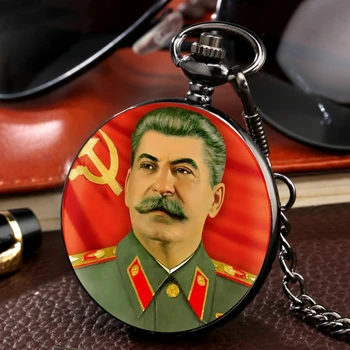 Nõukogude liidu Kangelane Portree Stalini Venemaa Liider Kvarts taskukella Nõukogude Sirp Sirp Stiilis Keti Ripats Fob Kell Kingitused