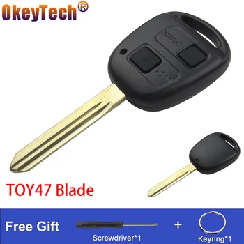 OkeyTech 2/3 Nupud Key Shell Puhul Toyota Yaris Auto Asendamine Võti Fob Koos TOY47 Lihvimata Tera Pehmest Kummist Nupp Pad