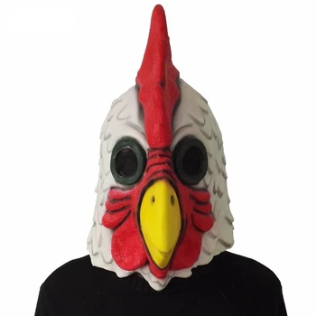 Valge Lateks Kukk Täiskasvanute Hullu Kana Kukk Mask Halloween Hirmutav Naljakas Maskeraad Cosplay Mask Pool Mask