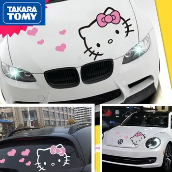 TAKARA TOMY Cute Cartoon Hello Kitty Katta Auto Kleebis Isiksuse Tõmba Lill Pea Katavad Keha Kaunistamine