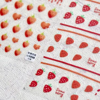 Maasika isekleepuvad 3D Kleebis Küüned korea Armas Ultra Õhuke Summer Nail Art Kaunistused Kleebised Naiste Tüdruk Küünte Foolium