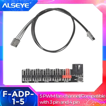 ALSEYE 4Pin PWM Fan controller Hub Ventilaatori Adapter 1 - 5 Ekstender CPU-cooler / PC puhul