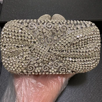 13 Värve Vibu Selge Kristall Õhtul Kotid Luksus Naiste Rhinestone Pulm Mini Sidurid Disain Ladies Diamond Käekotid Kott