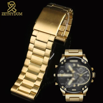 kulla värv Roostevaba teras watchbands 24 26 28mm vaadata rihma DZ4209 DZ4215 DZ1844 DZ7333 DZ4344 tahke metalli watch band