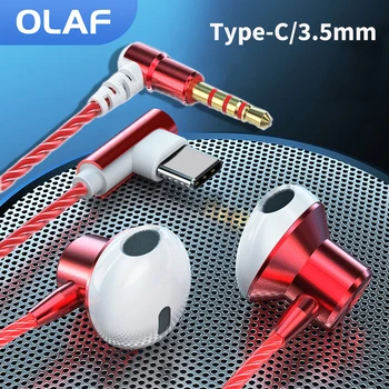 OLAF 3,5 MM/Tüüp-C Juhtmega Kõrvaklapid, In-Ear Kõrvaklapid L Kaardus Plug Earbuds Mikrofoniga HiFi Bass Music Headset Stereo Gamer