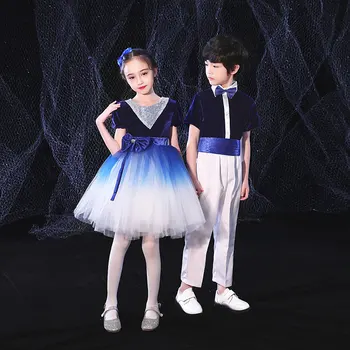 Laste Päev Koori Kostüümid Staadiumis täitmiseks Riided Grand Koori Poiss, Tüdruk Tants, Ballett Kleit Kooli Õpilane Recitation Kostüüm
