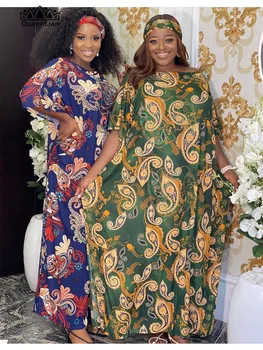 Uus stiil, Mood Klassikaline Aafrika naiste riided Dashiki venitada vaba suurus Pikkus 152 cm, print disain lahti pikk kleit ja Lisada sall